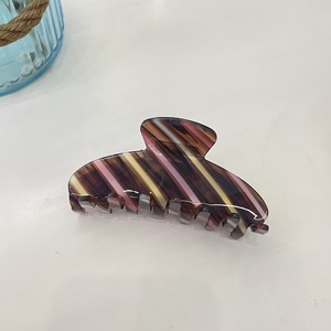 Pinza de Pelo <span class=keywords><strong>Extra</strong></span> Grande con Diseño de Rayas Coloridas, Estilo Caramelo, de Acetato - Product Image 3