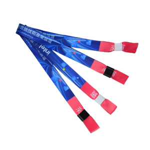 Lebei tùy chỉnh Polyester dây đeo cổ tay khóa dây buộc in nổi in nhận dạng nhập học Logo dệt lụa in logo - Product Image 4