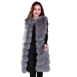 Real fox Fur Vest Long Style Fur Gilet <strong>Women</strong> Fashion Fur <strong>Waistcoat</strong> - Product Image 2