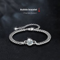 Bracelet bulle exclusif transfrontalier en tungstène et moissanite pour femme, design de niche luxe léger, chaîne cubaine plaquée rhodium
