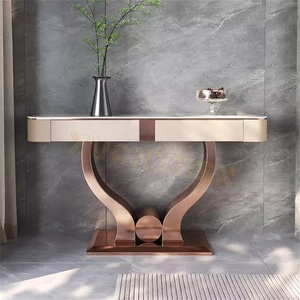 Muebles de sala de estar Xuanzhen, mesas de <span class=keywords><strong>consola</strong></span> de mármol dorado, mesa de sala de estar, mesas de entrada modernas de lujo, consolas <span class=keywords><strong>con</strong></span> <span class=keywords><strong>cajones</strong></span> - Product Image 4