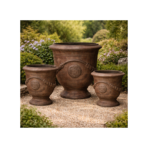 Jardinières d'extérieur modernes écologiques toutes saisons pour la maison et le jardin, finition peinte, best-seller, pots à fleurs ronds en fibre de verre - Product Image 1