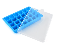Grilles à glace, outil de bricolage, moule à glace en Silicone à 24 trous, bac à glaçons à pression facile pour enfants avec couvercle, Cube carré