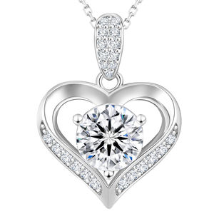 <span class=keywords><strong>3</strong></span>/<span class=keywords><strong>2</strong></span>/1 Karat VVS Moissanit Diamant Herzanhänger GRA S925 Silberkette Jubiläum Geburtstag Damen Schmuck Geschenke Liebes-Charm-Halskette - Product Image 1