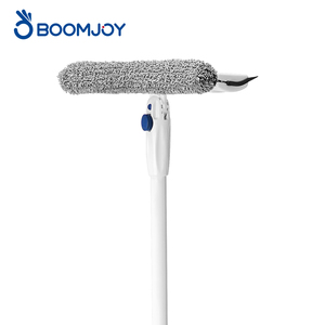 BOOMJOY Nettoyeur <span class=keywords><strong>de</strong></span> <span class=keywords><strong>vitres</strong></span> télescopique double face 2-en-1 avec raclette <span class=keywords><strong>de</strong></span> <span class=keywords><strong>nettoyage</strong></span> et microfibre, manche en plastique - Product Image 1