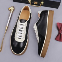 Chaussures de sport pour hommes en cuir véritable à lacets, nouveau style rétro noir, tendance, décontractées, légères, grandes tailles, semelles plates