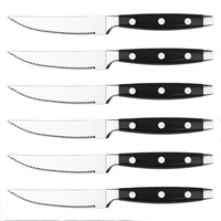 Ensemble de 6 couteaux à steak en acier inoxydable 430, ambidextres, durables, style occidental, dentelés, pour hôtel, couteaux à steak tranchants, couverts de qualité