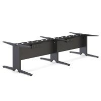 Rangka Meja Baja Minimalis untuk Workstation Kantor dengan Kaki Berlubang Grommet untuk Furnitur Meja Komputer Staf Modern