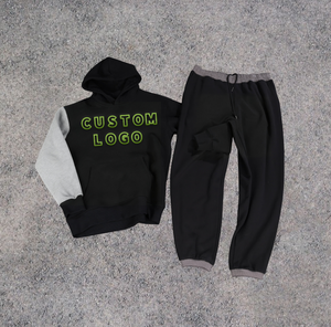 Automne décontracté tricoté 100% laine survêtement ensemble pantalons de survêtement évasés à capuche hommes survêtement personnaliser surdimensionné respirant fermeture éclair - Product Image 1