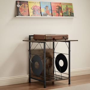 Meuble de rangement pour <span class=keywords><strong>tourne</strong></span>-<span class=keywords><strong>disque</strong></span>, organisateur de vinyles pour 200 albums, support de platine, étagère de présentation, modèle non pliable - Product Image 4