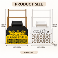 Décoration islamique pour la maison pour le Ramadan et l'Aïd, étagère de présentation du Coran en métal, support de rangement pour tapis de prière, support de tapis de prière sur pied noir et blanc
