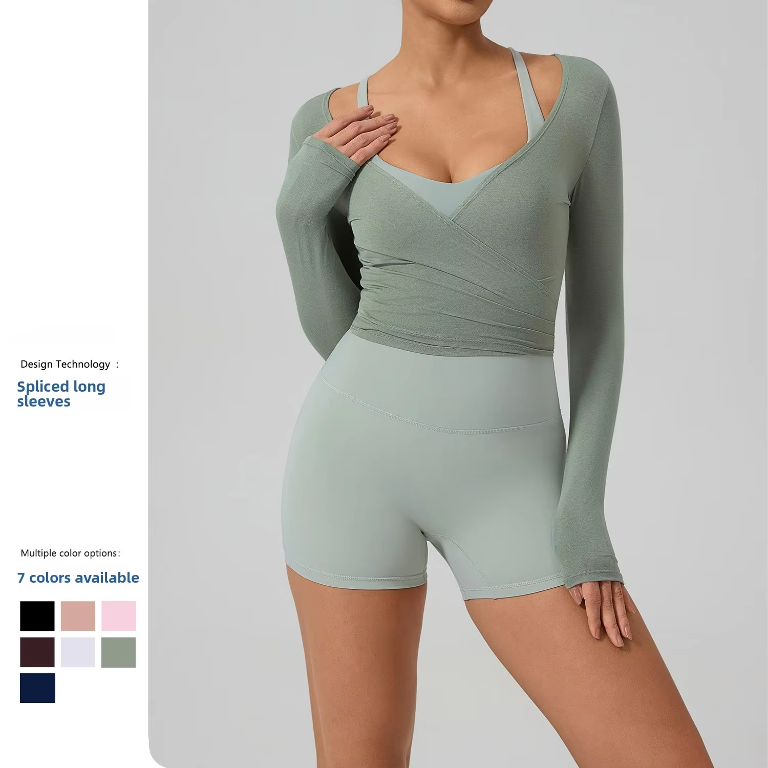 New Long-sleeve Spandex/Cotton Yoga Wear Women Skin-friendly Loose-fitting Quick-drying Premium Feelideal Dance Top Fitness