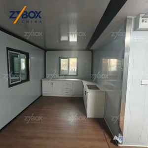 Casa Contenedor Expandible de 40 pies con Techo Inclinado, Acabado en Madera, Paredes Completas de Vidrio, Prefabricada, Modular, para Oficina, Sala de Exposiciones o Villa - Product Image 3