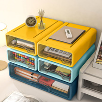 Tiroir de rangement de bureau en plastique moderne avec design empilable pour cosmétiques et papeterie, organisateur domestique certifié RoHS