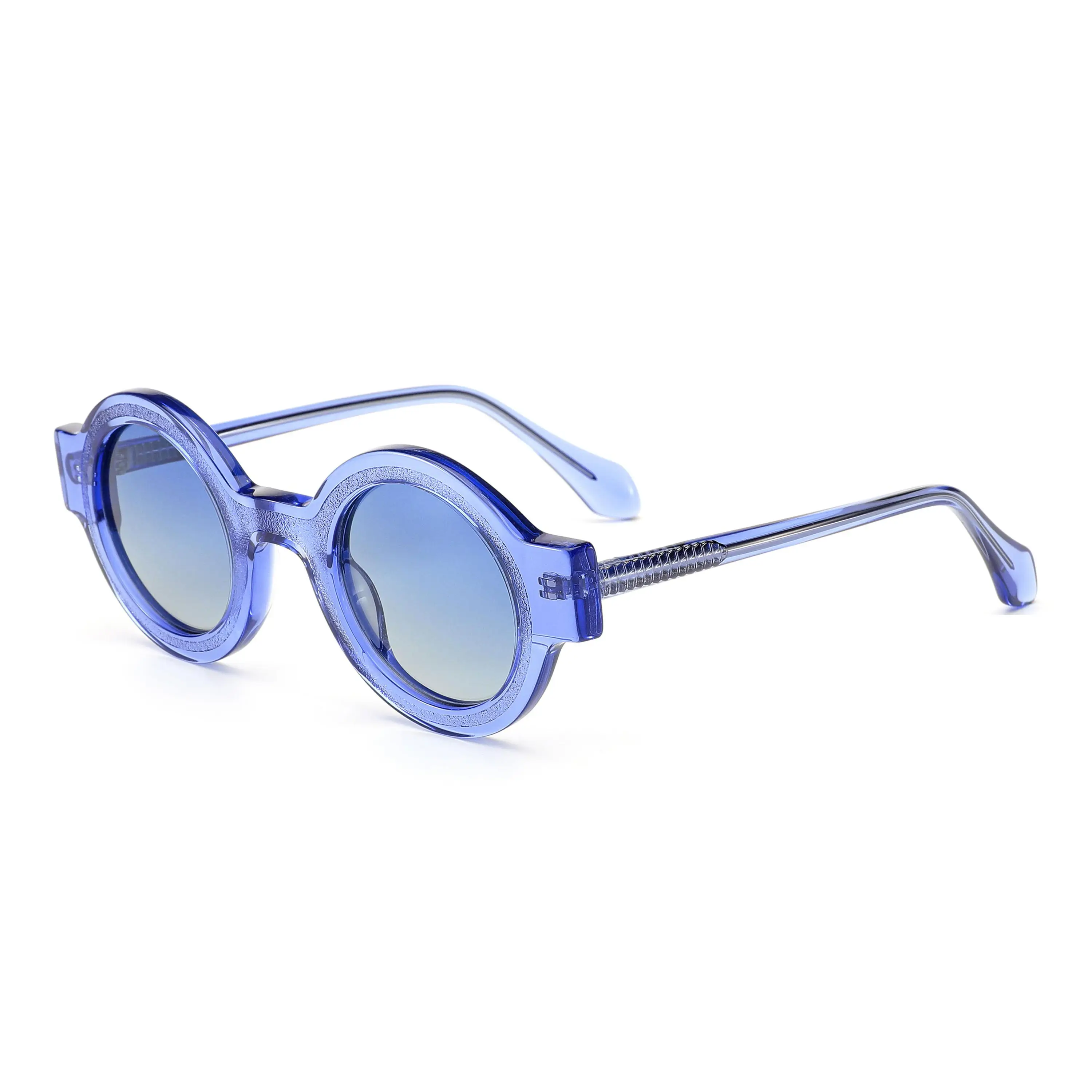 Chers lunettes en acétate rétro Vintage lunettes de soleil rondes étroites grosse monture bleue lunettes de soleil pour femmes et hommes nuances à la mode