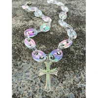 Hiphop punk personnalisé AB placage collier transparent exagéré croix tour de cou cool garçon cochon nez court collier pour hommes