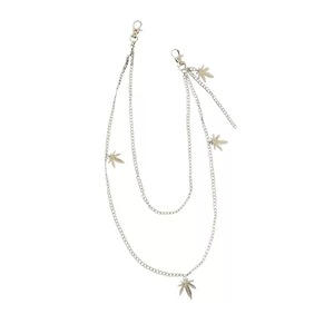 โซ่คล้องกางเกงพร้อมจี้รูปใบเมเปิ้ล สองชั้น ทำจากโลหะผสม ใช้เป็นเครื่องประดับเอวสำหรับแฟชั่นฮิปฮอป สไตล์สปริง 2025 - Product Image 4