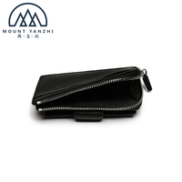 Porte-monnaie en cuir véritable avec logo personnalisé Mount Yanzhi, blocage RFID, mini porte-cartes à fermeture éclair, pochette unisexe pour pièces de monnaie