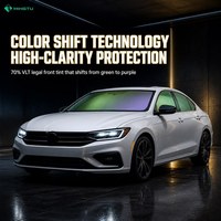 Película para Parabrisas con Cambio de Color 70% VLT Verde Púrpura Iridiscente Tinte Espejo Control Solar UV99 IR92 2mil Venta al por Mayor OEM de Fábrica