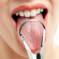 Grattoir à langue double face en acier inoxydable pour la mauvaise haleine, le nettoyage buccal et l'élimination des excroissances linguales