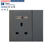 Prise murale électrique OEM 13A avec interrupteur, 1 gang 1 voie, avec ports USB-A et USB-C