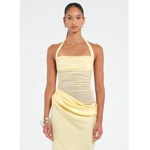 Vestido Largo Casual Elegante de Talla Grande, Personalizable, con Abertura Lateral, Encaje, Cintura Natural, Pliegues, Transpirable y Lavable - Product Image 4