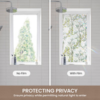 JoyShine Moderne PVC Statische Fensterfolie 3D Buntglas Sichtschutzfolie für Badezimmer und Bürodekoration