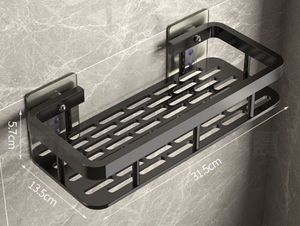 Estante de ducha de doble capa de aluminio espacial, estante de almacenamiento de baño de fácil instalación, estante montado en la pared con barra colgante - Product Image 6