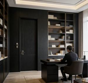 <span class=keywords><strong>Porte</strong></span> <span class=keywords><strong>intérieure</strong></span> en bois noir de luxe |   <span class=keywords><strong>Porte</strong></span> murale encastrée minimaliste moderne pour bureau de penthouse haut de gamme |   Insonorisé et durable - Product Image 3
