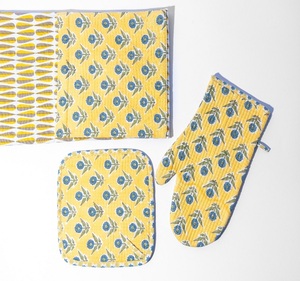 Yellow Indian Style Cotton Baking Set with <b>Apron</b> Gloves and Pot Holder <b>Kitchen</b> <b>Apron</b> Adjustable Custom for Wholesale Price - Product Image 4