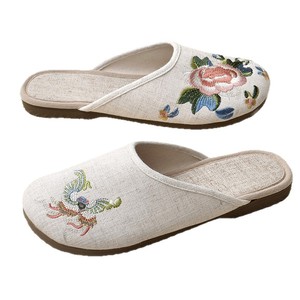 2026 New Chinese Style Embroidered Linen Slippers Women Non Slip Breathable Indoor Home <b>Slides</b> - Product Image 5