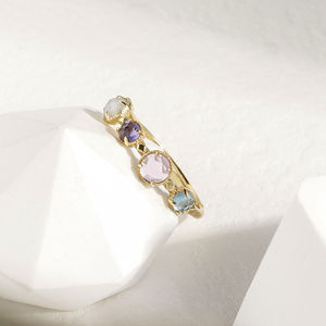 Bague en argent sterling 925 plaqué or cristal de sucre Zircon pierres précieuses Labradorite multicolore pierre de lune améthyste topaze - Product Image 5