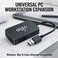 Lecteur de cartes universel USB 3.0 SD MicroSD CF MS 4 en 1 avec câble intégré de 15 cm pour caméra embarquée, transfert audio-vidéo PC