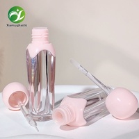 Nouveau tube d'emballage vide pour brillant à lèvres et huile à lèvres, 5 ml, rose transparent, à paroi épaisse, en plastique, avec bouchon à vis, personnalisable, de forme irrégulière