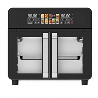 Friteuse à air sans huile grande capacité à double cuve avec écran LED, triple fonction, compatible voiture, usage commercial, contrôle numérique