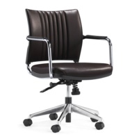 GS-G1770A chaise pivotante de bureau du milieu du siècle avec ascenseur ergonomique en cuir synthétique PU conception de cascade moderne confortable