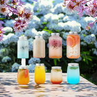 Gobelets jetables en plastique PET à paroi simple, 360 ml/500 ml, en forme de U, formes personnalisées, avec couvercles assortis, pour thé au lait, jus, eau