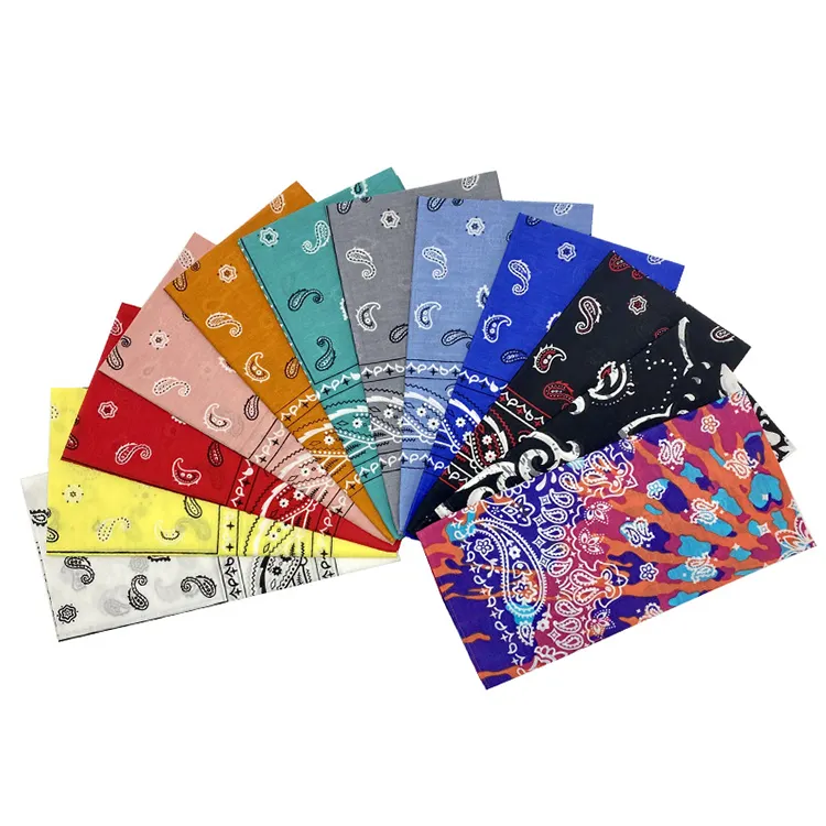 Katun Paisley Pola Bandana Masker Wajah Syal Persegi Headwear Saputangan