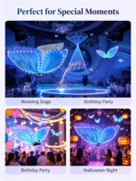 Dispositif de Vol Papillon Bionique Flitonic pour Mariée, Ailes Réalistes Battantes, Spectacle Lumineux LED, Écologique et Portable pour Fêtes