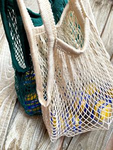 Túi Lưới Cotton Hữu Cơ Tái Sử Dụng Logo Tùy Chỉnh Cho Trái Cây Và Rau Quả Túi Lưới Thị Trường Pháp - Product Image 2