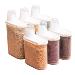 Contenedor de granos hermético de grado alimenticio, rectangular, para almacenamiento de arroz y cereales en la cocina, con tapa sellada. - Product Image 1