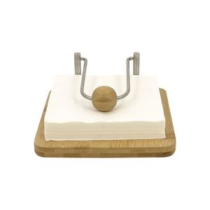 Porte-serviettes élégant en bambou et bois avec bras lesté en acier inoxydable pour centre de table - Product Image 2