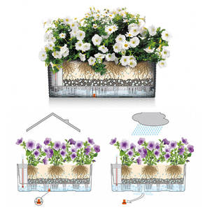 Jardinières rectangulaires en plastique PP auto-arrosantes de 20 pouces pour la maison, le jardin et la terrasse avec crochets et design moderne écologique toutes saisons - Product Image 2