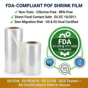 Rouleau de film rétractable transparent <span class=keywords><strong>POF</strong></span> certifié CE et approuvé par la FDA, haute clarté, film rétractable thermique pour l'emballage de petites quantités d'aliments instantanés - Product Image 5