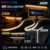Bande LED COB 5m 24V 4000K Blanc Naturel Haute IRC Ruban LED Flexible Sans Points avec Adhésif Puissant pour Bureau