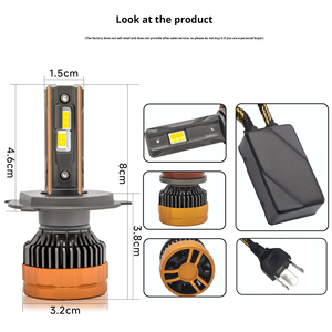 Faro LED Tricolore ad Alta Potenza 12V-24V con Luce Blu Lampeggiante e Telecomando, Doppio Tubo in Rame H1 H4 H7 <span class=keywords><strong>H8</strong></span> H11 9005 9006 - Product Image 4