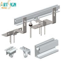 Sistem Rel Aluminium Struktur Pemasangan Panel Surya Art Sign dengan Aksesori Braket Klem Tengah dan Ujung yang Dapat Disesuaikan untuk Instalasi PV
