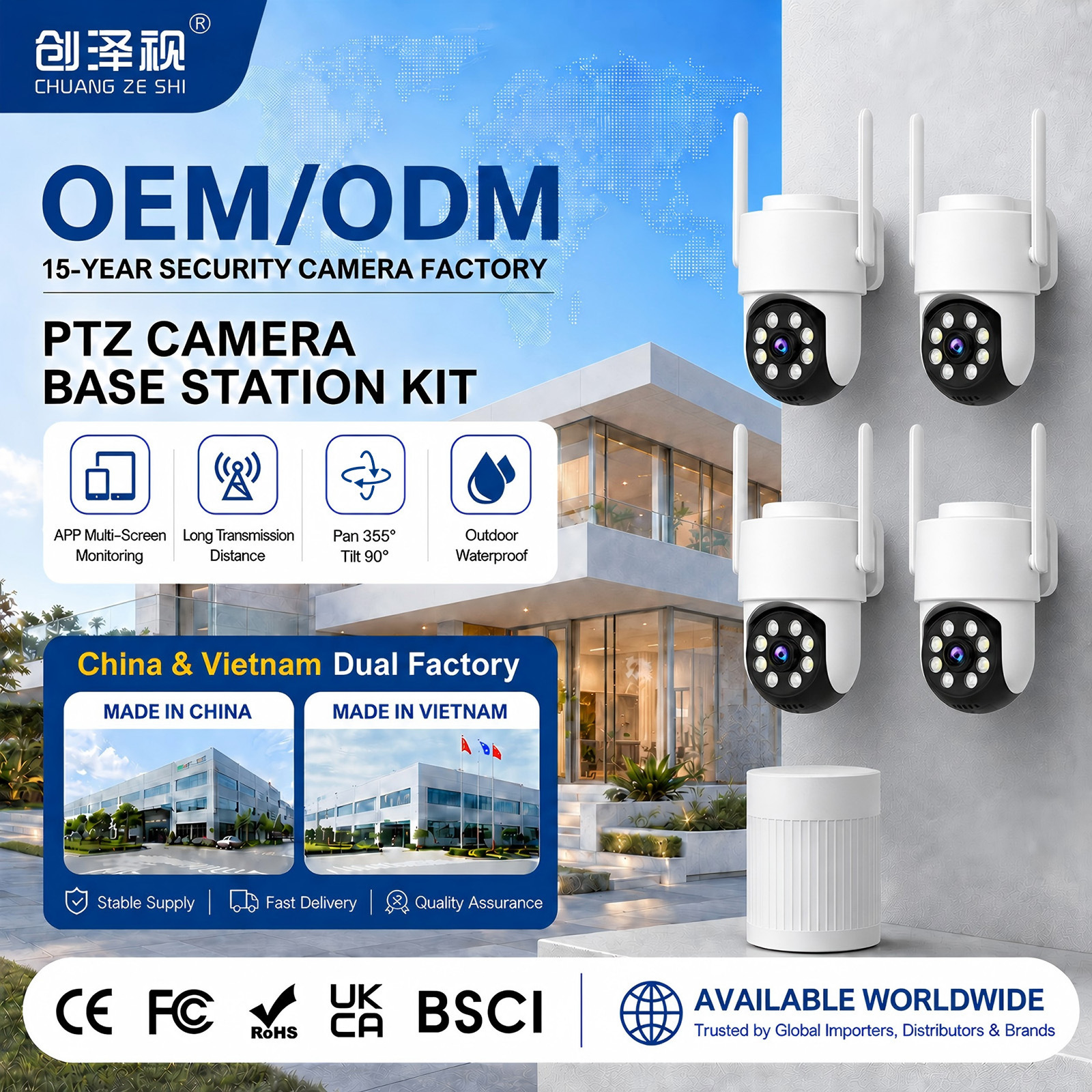 <strong>2026</strong> Newest Wireless PTZ Base Station <strong>Camera</strong> Kit (4CH/8CH) Full Color Night Vision Outdoor IP65 Waterproof <strong>2</strong>-<strong>Way</strong> <strong>Audio</strong>