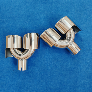 Embout d'échappement chromé poli de 4 pouces en forme de Y, poisson <span class=keywords><strong>volant</strong></span>, bord roulé, acier inoxydable, embout de silencieux double pour voiture - Product Image 4