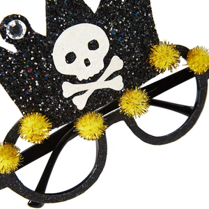 New Design White <strong>Bone</strong> Skull Glitter <strong>Eyeglasses</strong> <strong>Frame</strong> for Kids Halloween Party Crown Glasses with Black Crown Made of Polyester - Product Image 6